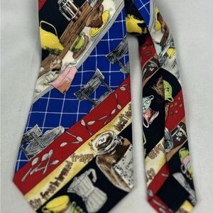 Nicole Miller Blue and Red Patterned Tie